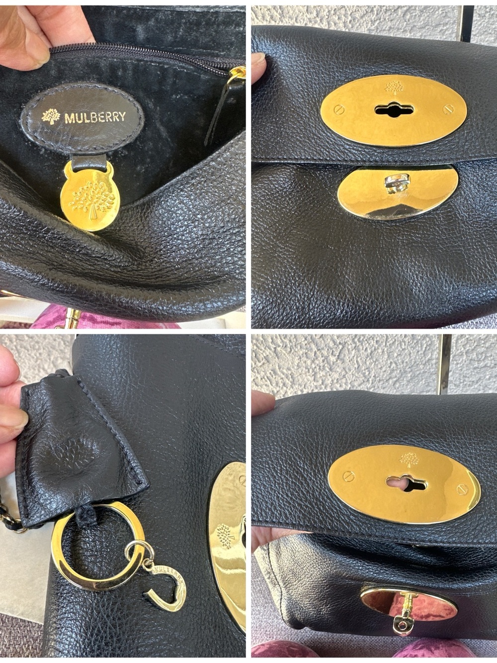 MULBERRY Lily Black Glossy Goat Black Leather 2 way bag - Picture 11 of 13